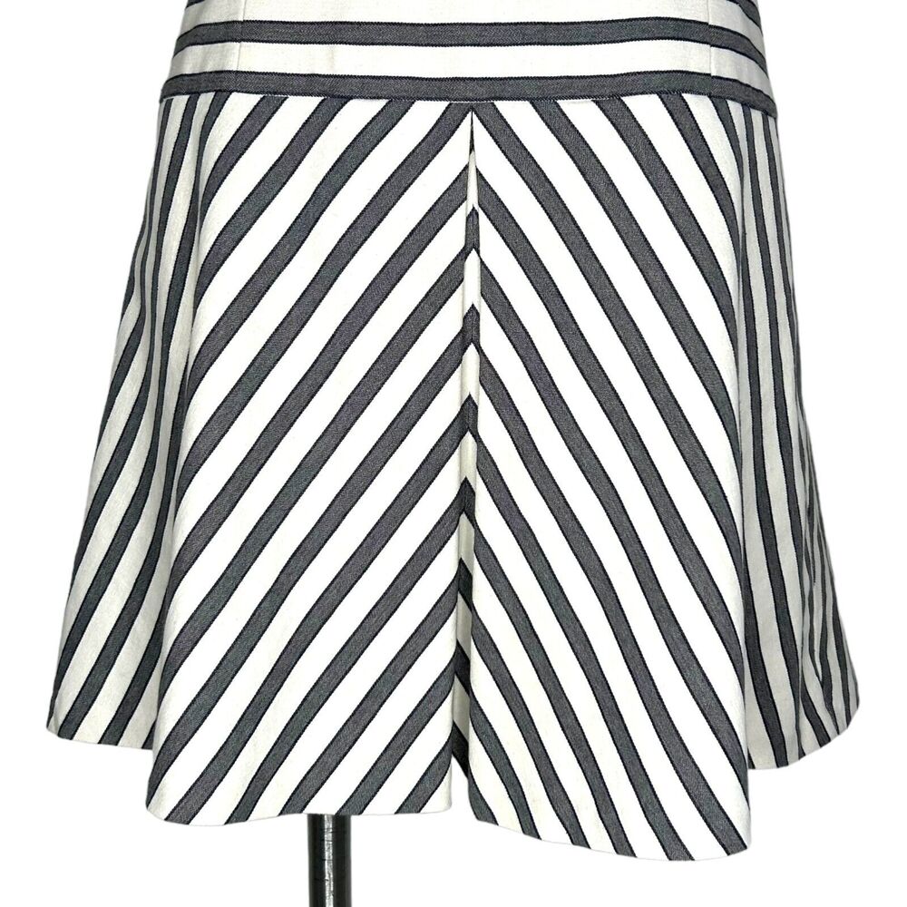 THEORY‎ Striped Fit and Flare Drop Waist Mini Dress Ivory Gray Navy Blue Size 2 - Picture 6 of 11